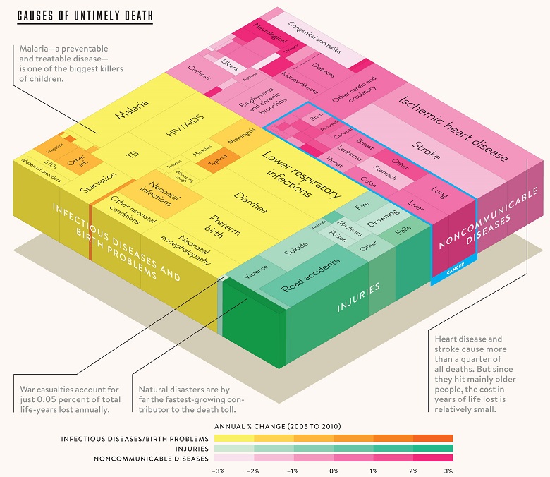 Causes of untimely death visualization